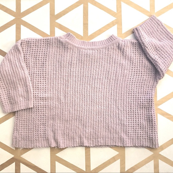 Marled Lilac Purple Cropped Sweater - M - Picture 2 of 4